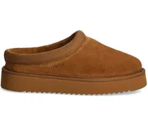 Slipper aus Wildleder mit Plateau - Braun