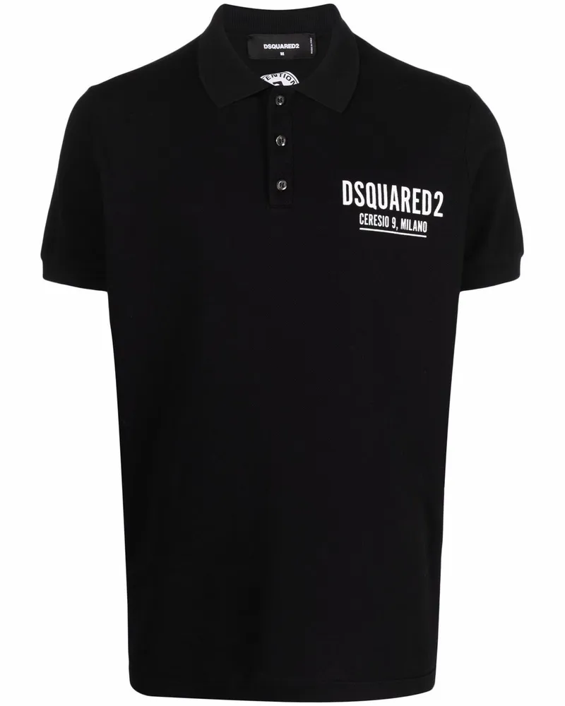 Dsquared2 Poloshirt mit Logo-Print - Schwarz Schwarz