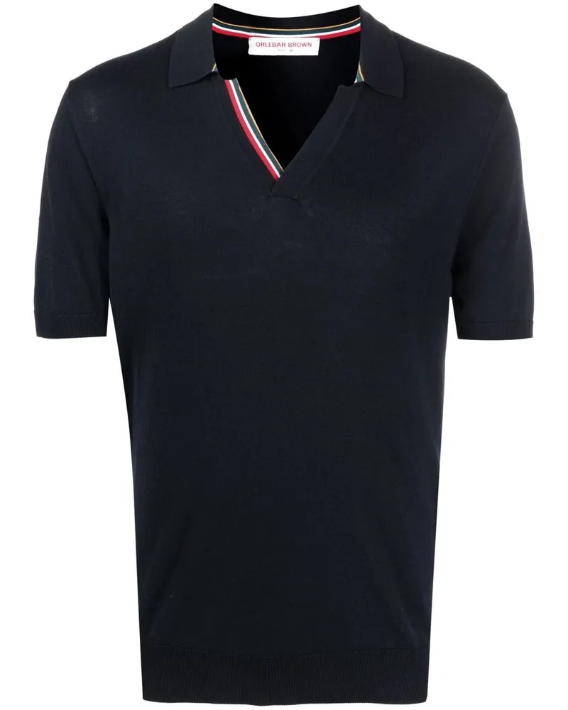 Orlebar Brown Horton Poloshirt mit V-Ausschnitt - Blau Blau