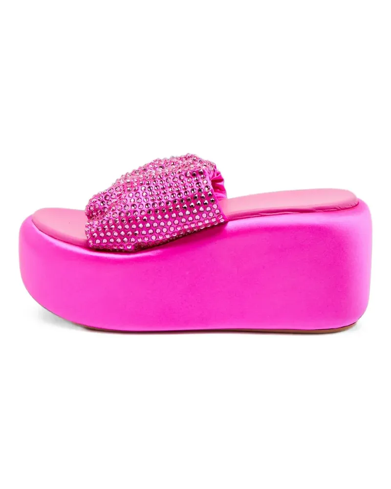 Le Silla Kristallverzierte Sandalen mit Wedge - Rosa Rosa