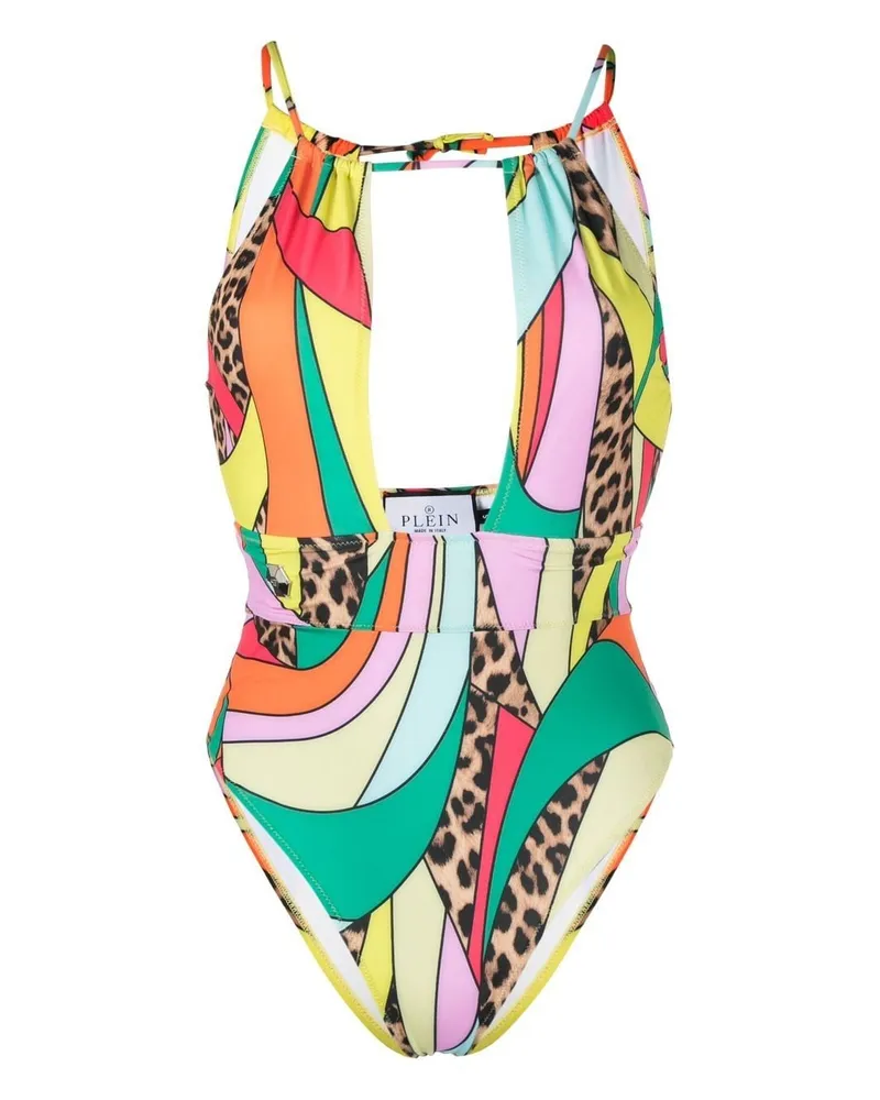 Philipp Plein Monokini mit Print - Grün Grün