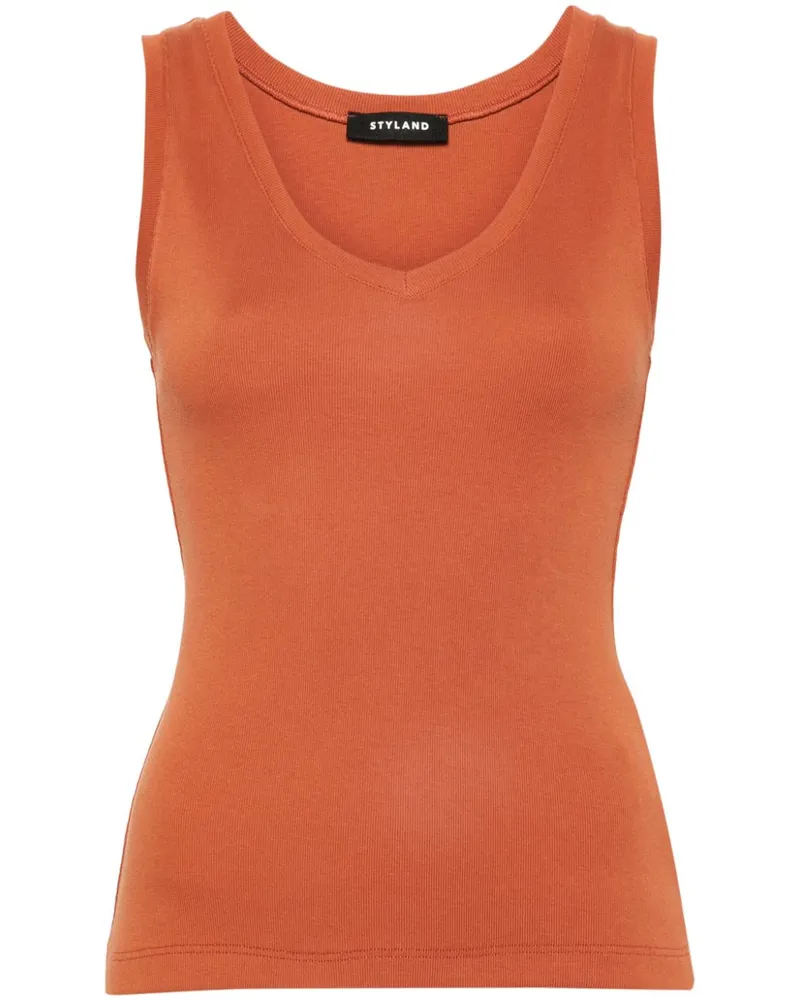 STYLAND Geripptes Top Orange