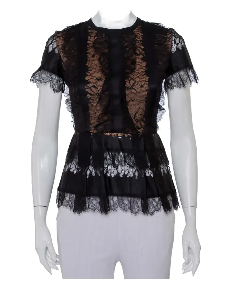 Elie Saab 2024 Schößchen-Top aus Spitze - Schwarz Schwarz
