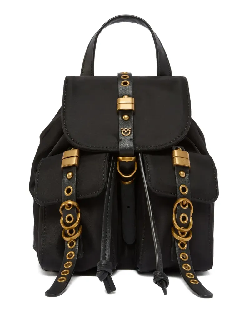 Pinko Pockets Rucksack aus Antik-Gold - Schwarz Schwarz