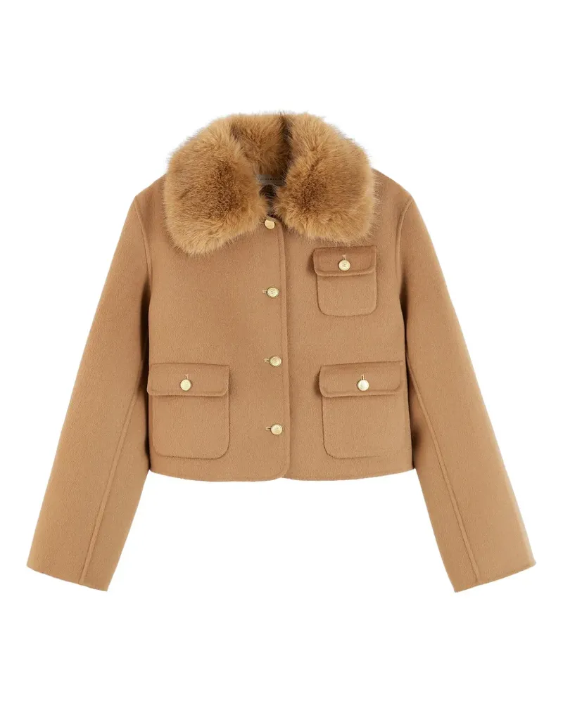 Tommy Hilfiger faux-fur collar pocket-detail jacket - Nude Nude