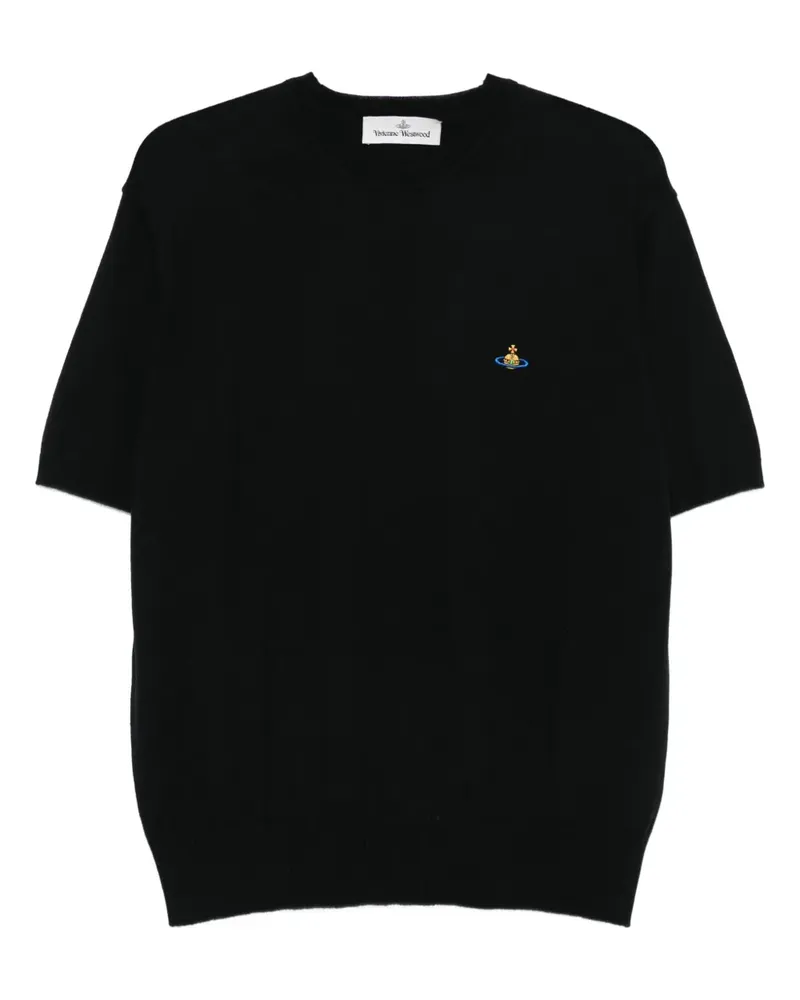 Vivienne Westwood Kurzärmeliger Pullover mit Logo-Stickerei - Schwarz Schwarz