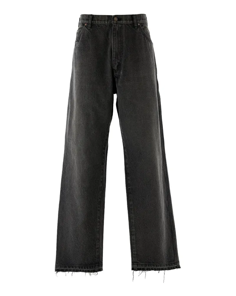 SAINT MXXXXXX Ausgefranste Wide-Leg-Jeans - Schwarz Schwarz