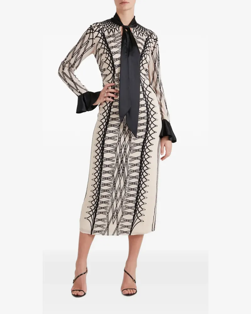 Temperley London Cressida Midikleid mit Schleife - Nude Nude