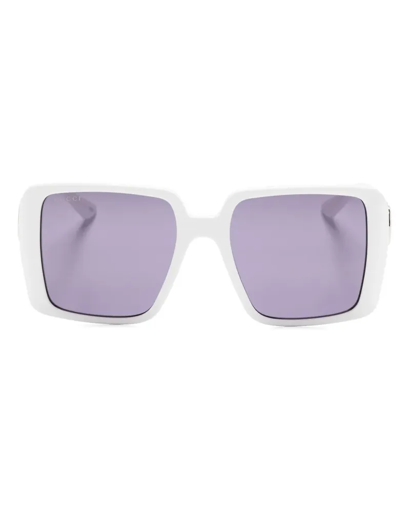 Gucci Sonnenbrille mit eckigem Gestell - Weiß Weiß
