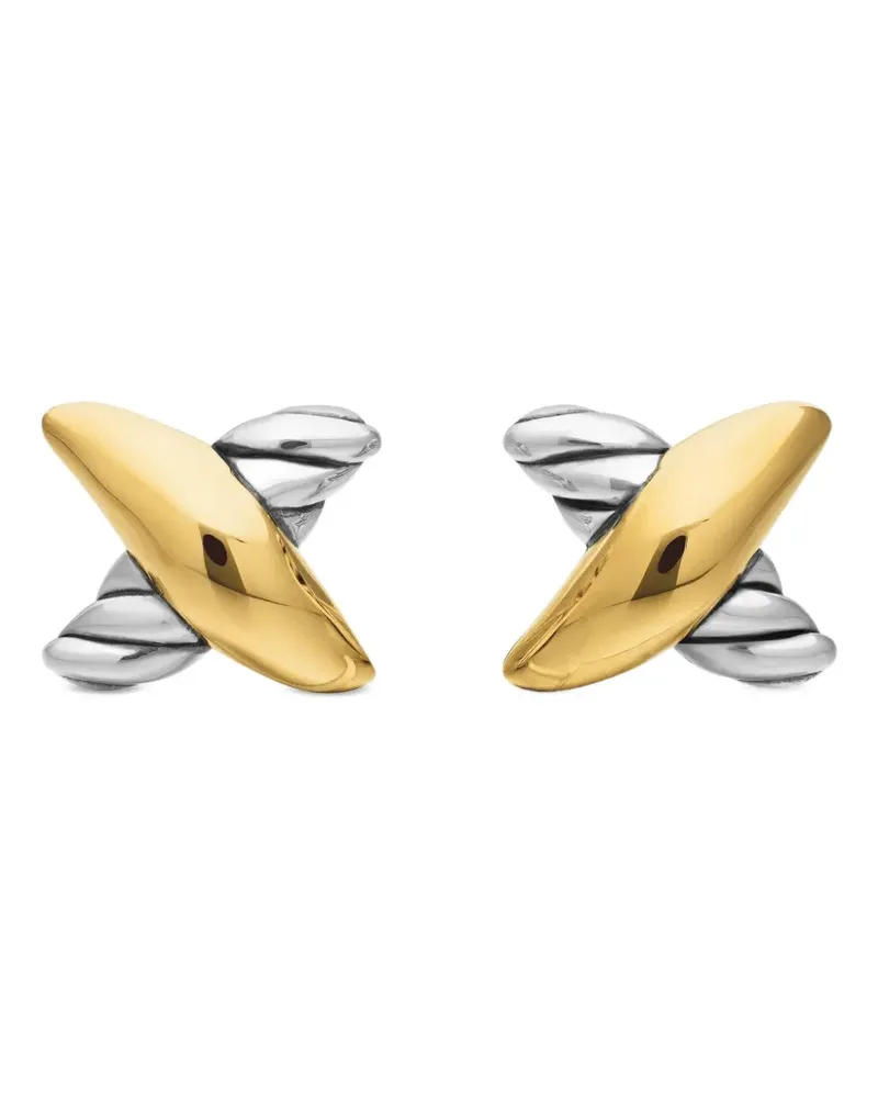 David Yurman 18kt Petite X Gelbgold- und Sterlingsilberohrstecker 7,5mm Gold