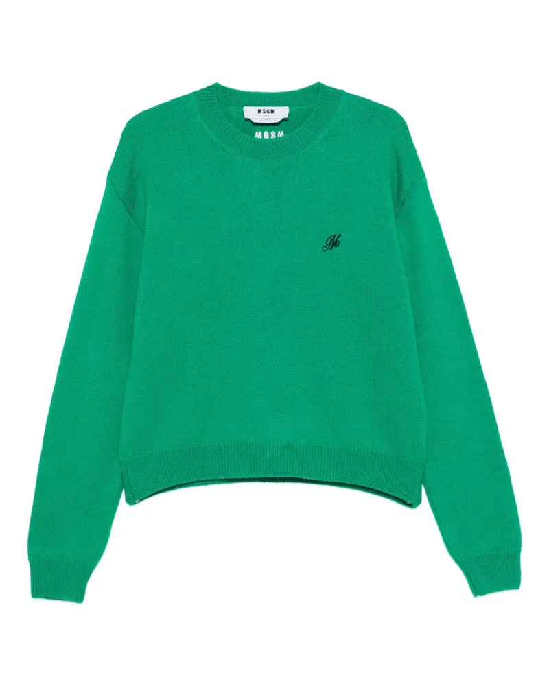 MSGM Pullover mit Logo-Stickerei - Grün Grün