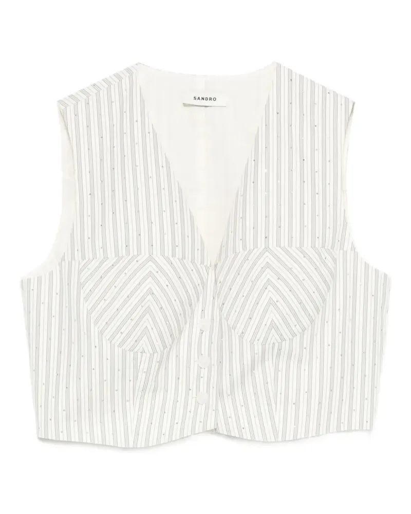 Sandro Cropped-Top mit Strass - Weiß Weiß