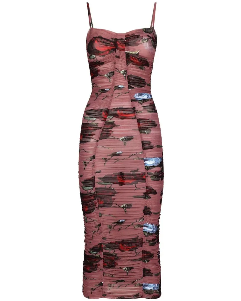 Dolce & Gabbana Kleid mit Rosen-Print - Rosa Rosa