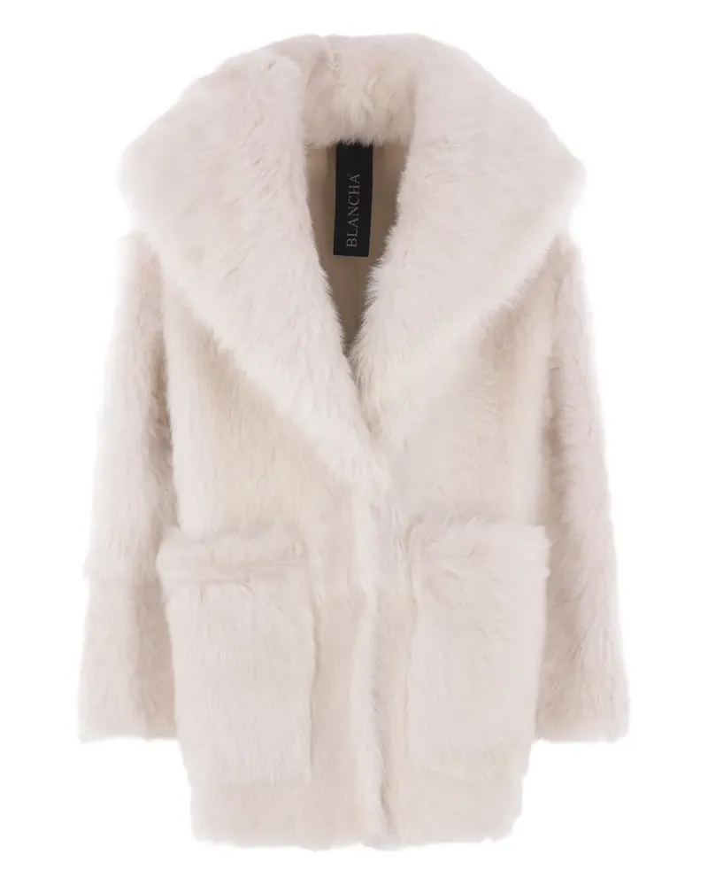 BLANCHA Shearling-Mantel mit weitem Kragen - Nude Nude