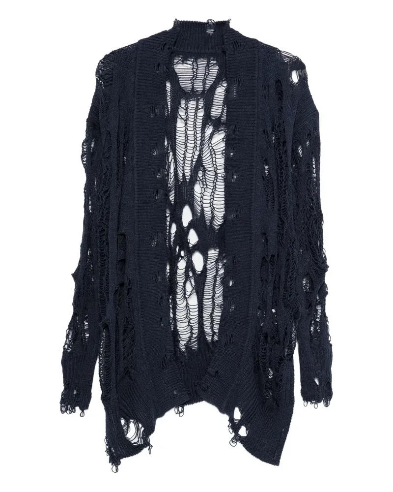Yohji Yamamoto Cardigan im Distressed-Look - Blau Blau