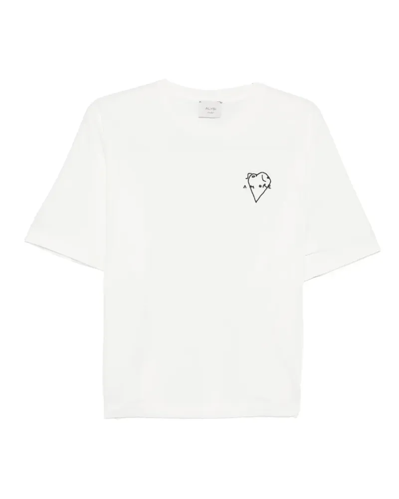 ALYSI Verziertes T-Shirt - Weiß Weiß
