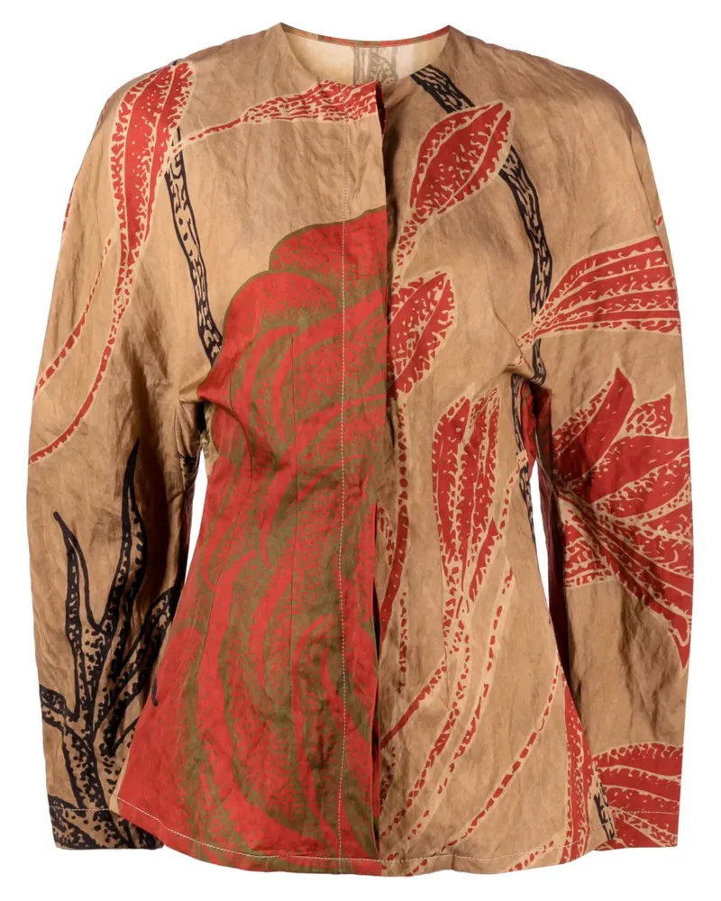 Uma Wang Bluse mit Blumen-Print - Braun Braun