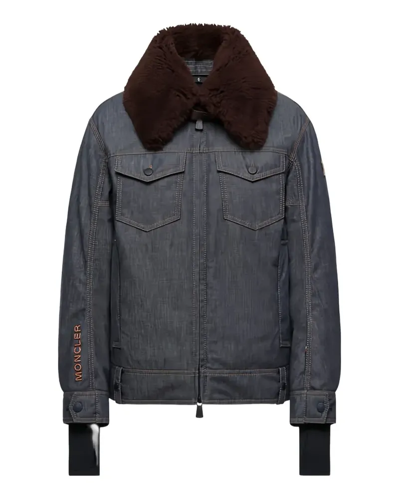 Moncler Yunque shearling-collar jacket - Blau Blau
