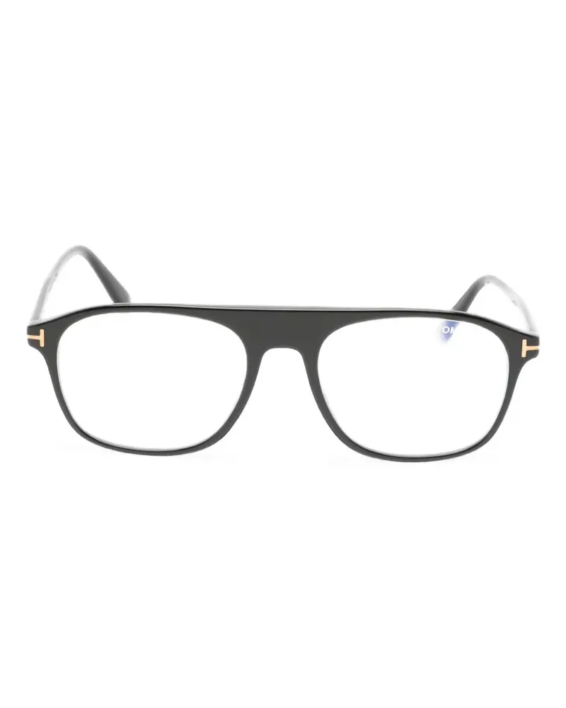 Tom Ford Pilotenbrille mit T-Logo - Schwarz Schwarz
