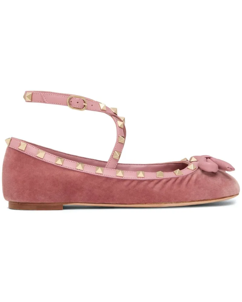 Valentino Garavani Rockstud Ballerinas mit Riemen Rosa