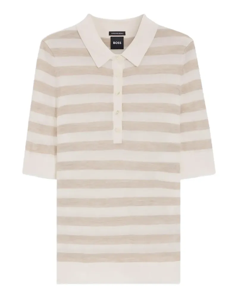 HUGO BOSS striped-knit polo sweater - Nude Nude