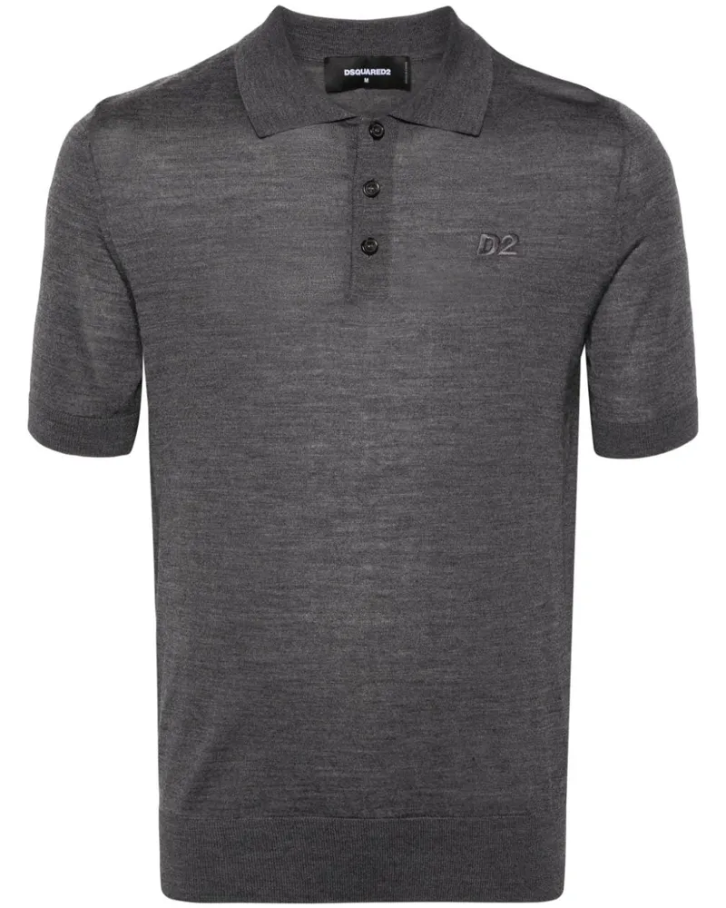 Dsquared2 Fein gestricktes Poloshirt - Grau Grau