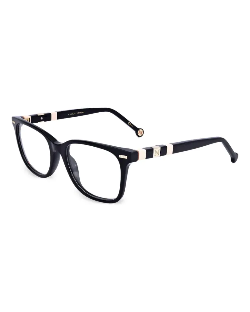 Carolina Herrera New York Eckige Brille mit Logo-Schild - Schwarz Schwarz