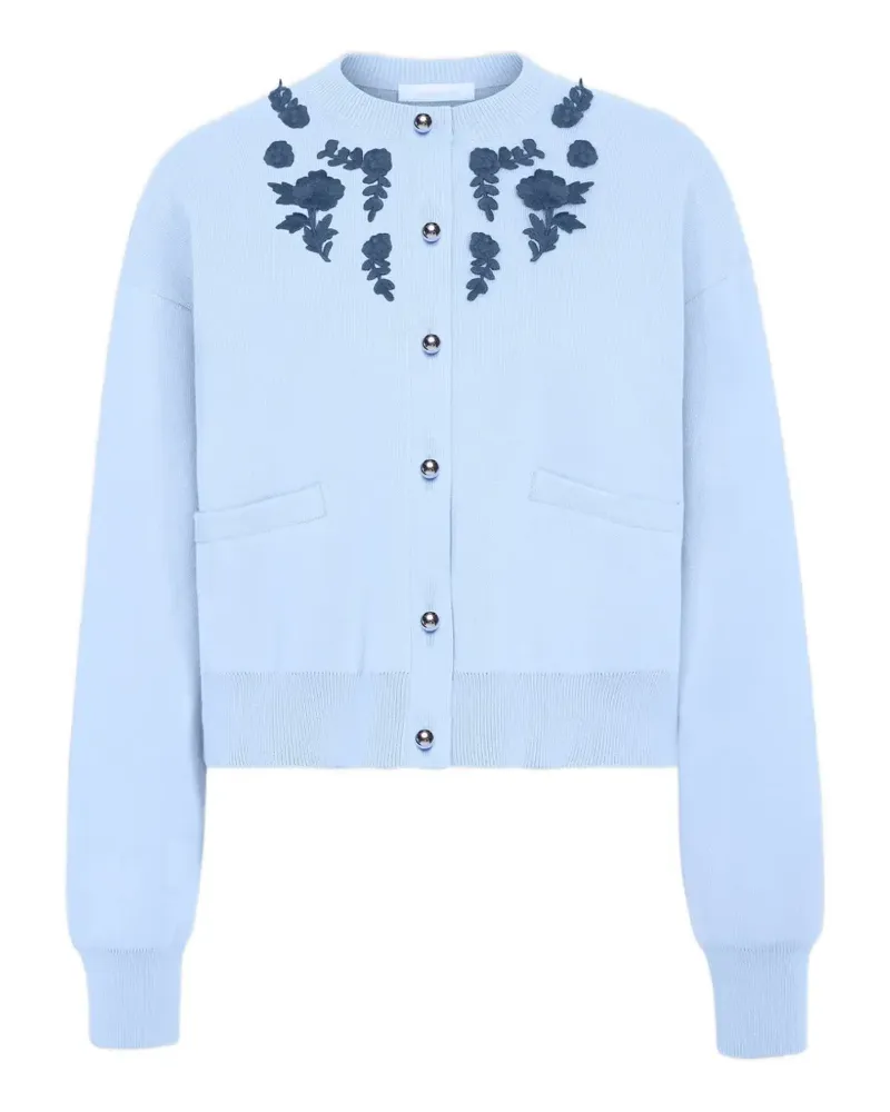 Paco Rabanne Cardigan mit Blumenstickerei - Blau Blau