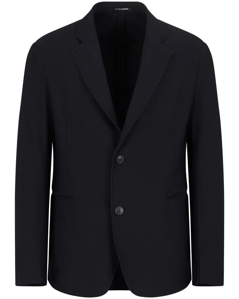 Emporio Armani Einreihiges Sakko mit 3D-Muster - Blau Blau