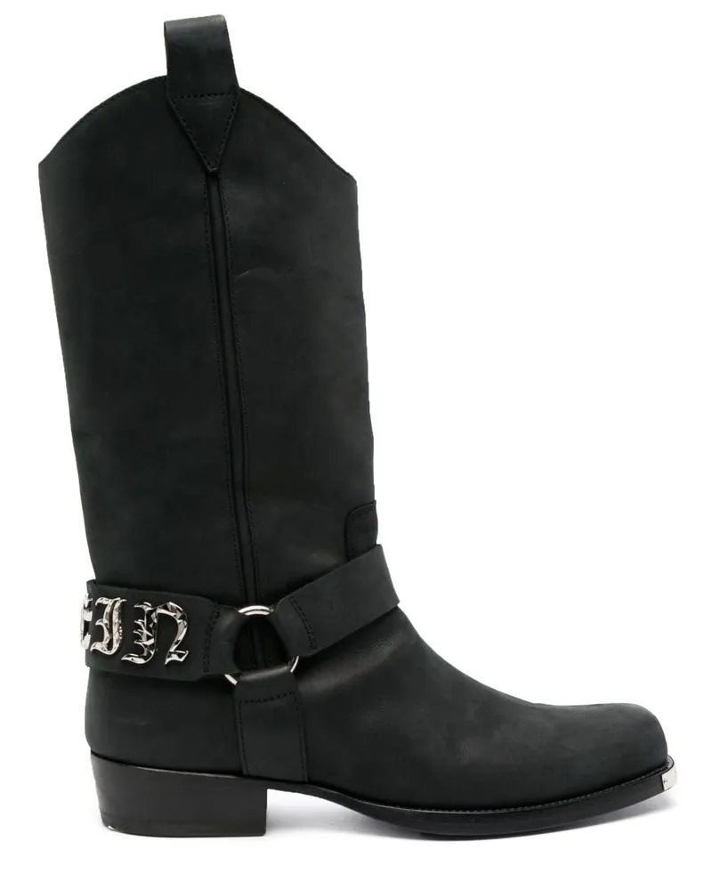Philipp Plein Stiefel mit Logo - Schwarz Schwarz