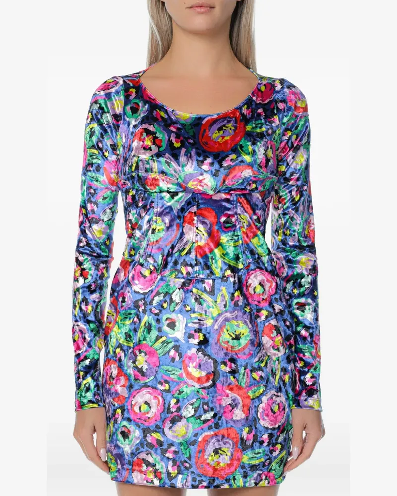 Chiara Ferragni Langärmeliges Minikleid mit Blumenprint - Blau Blau