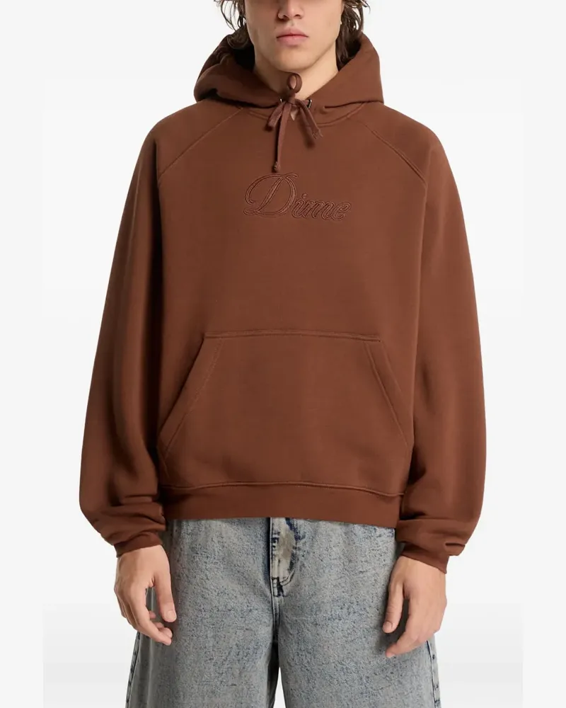Dime Cursive logo-embroidered hoodie - Braun Braun