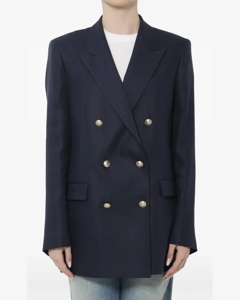 Tagliatore Doppelreihiges Leinensakko - Blau Blau