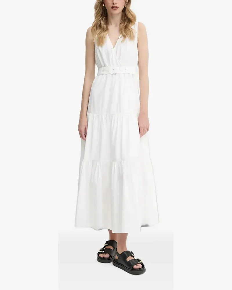 Morgan belted tiered midi dress - Weiß Weiß