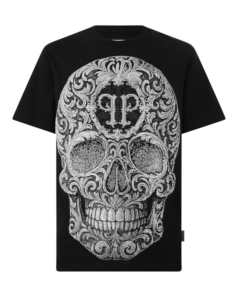 Philipp Plein T-Shirt mit barockem Totenkopf-Print - Schwarz Schwarz