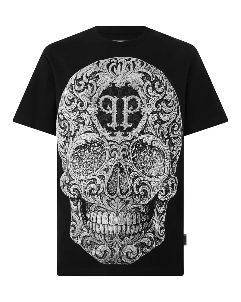 Philipp Plein T-Shirt mit barockem Totenkopf-Print - Schwarz Schwarz
