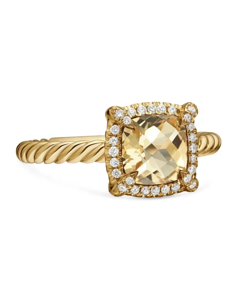 David Yurman 18kt Petite Chatelaine Gelbgoldring mit Diamant und Zitrin 7mm Gold