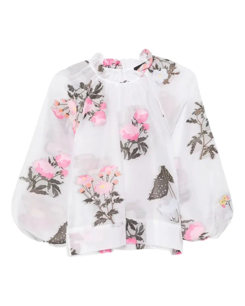 Cynthia Rowley floral-embroidered blouse - Weiß Weiß
