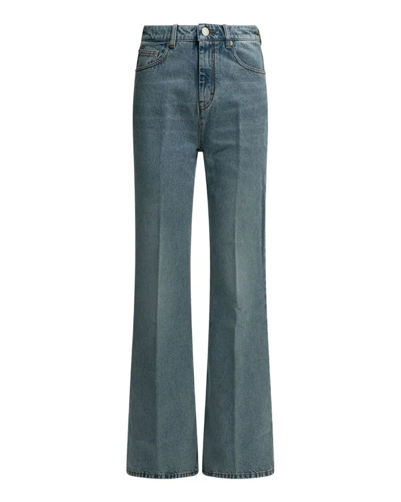 AMI Paris logo-patch pressed-crease jeans - Blau Blau