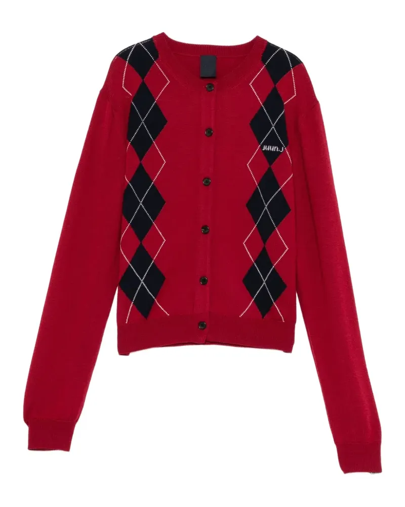 JUUN.J argyle-pattern wool cardigan - Rot Rot