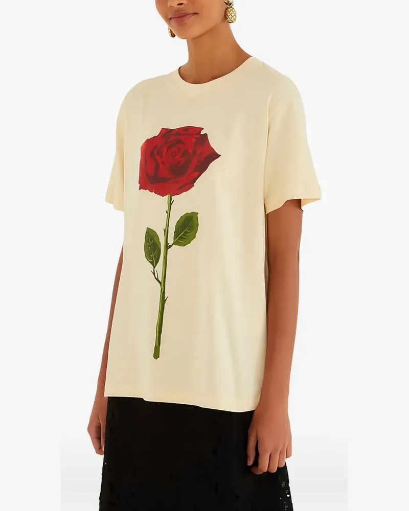 FARM Rio T-Shirt mit Rosen-Print - Nude Nude