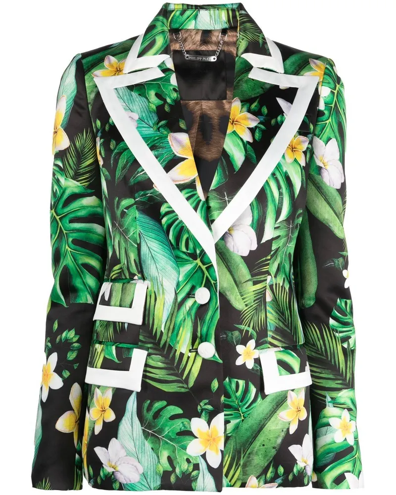 Philipp Plein Blazer mit Blumen-Print - Schwarz Schwarz