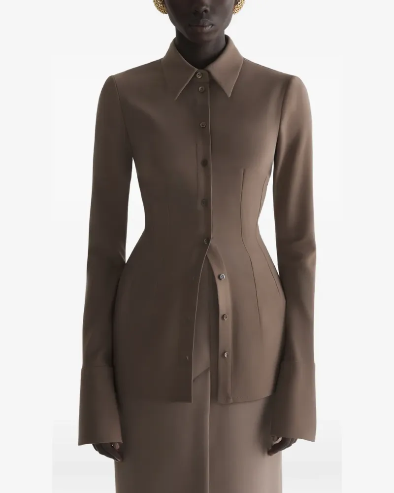 Thierry Mugler Hemd mit Ziernaht - Braun Braun