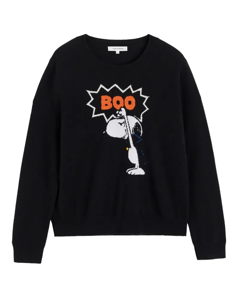 Chinti & Parker Pullover mit Snoopy-Intarsie - Schwarz Schwarz