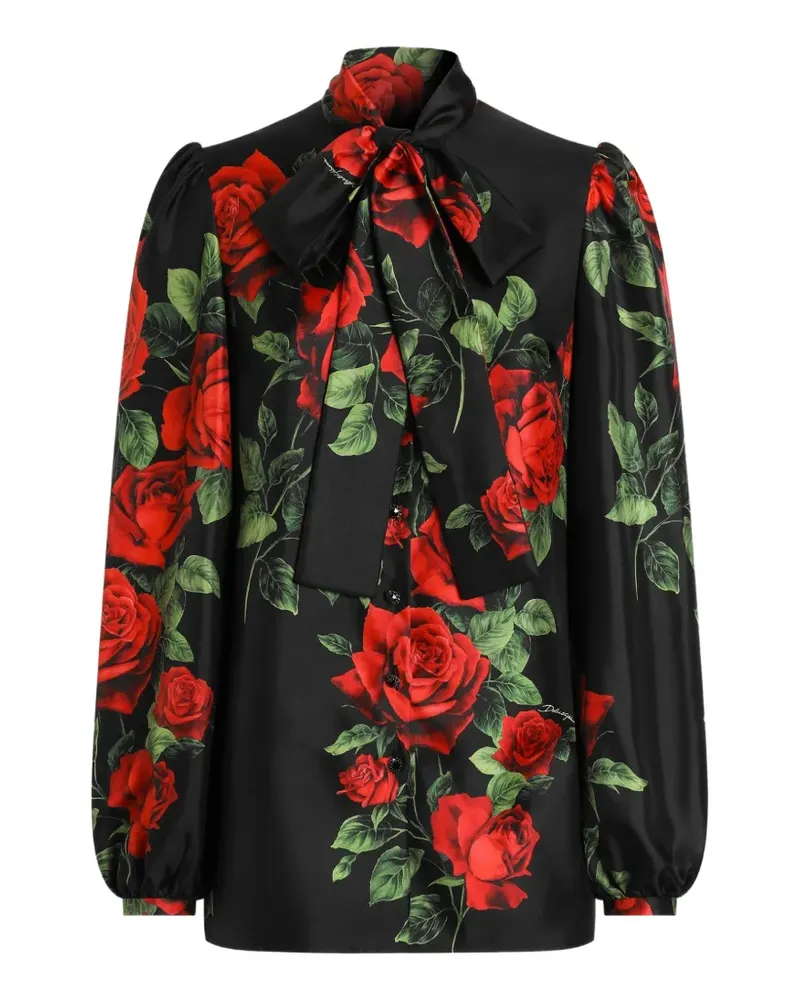 Dolce & Gabbana Bluse mit Rosen-Print - Schwarz Schwarz