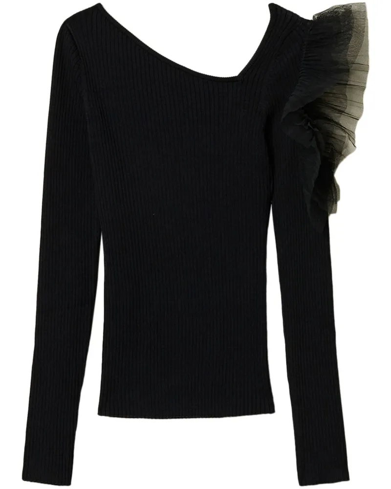 Twin-Set Oberteil mit Cut-Outs - Schwarz Schwarz
