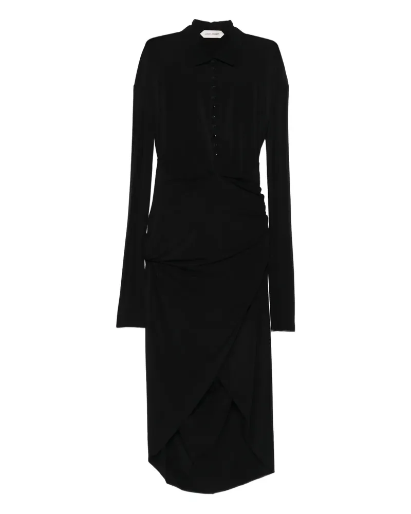 Alberta Ferretti long-sleeve asymmetrical midi dress - Schwarz Schwarz