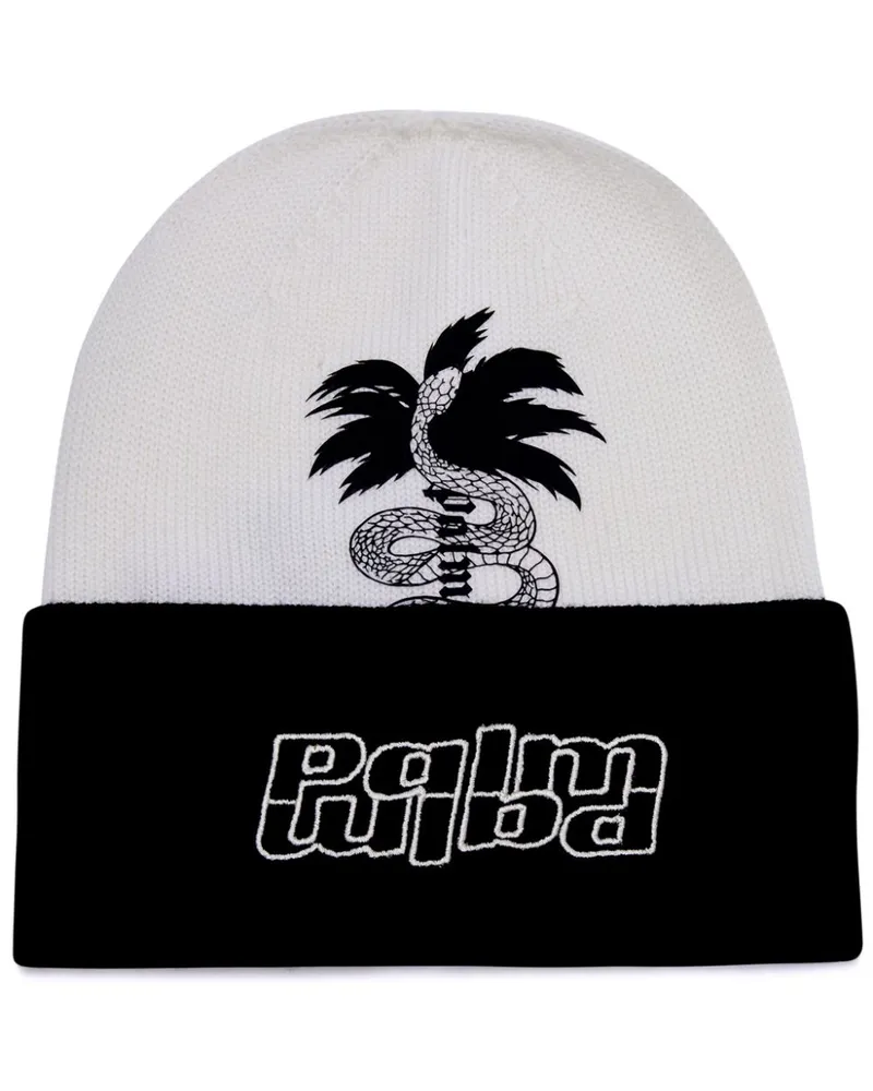 Palm Angels Beanie mit Schlangen-Print - Schwarz Schwarz