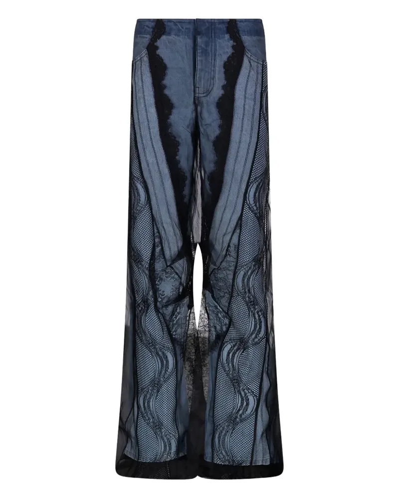 Christopher Esber Weite Jeans mit Sheer-Overlay - Blau Blau