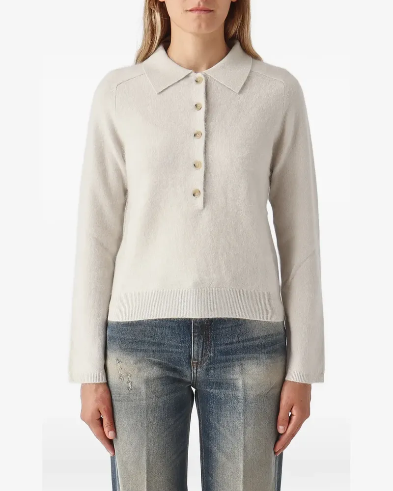 Max Mara Cellula button-fastening polo-collar sweater - Nude Nude